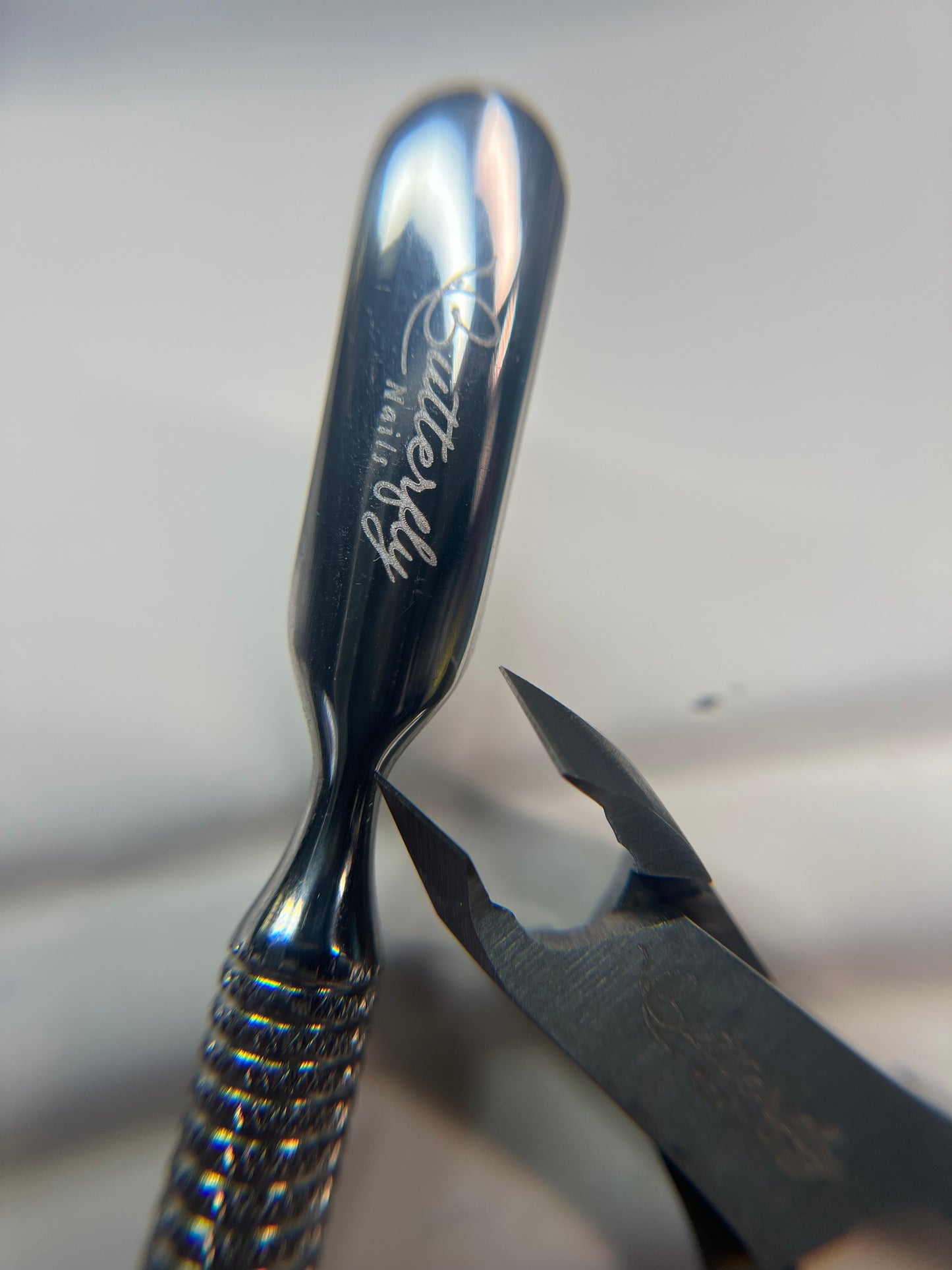 Alicate de cutícula y Empujador de acero inoxidable