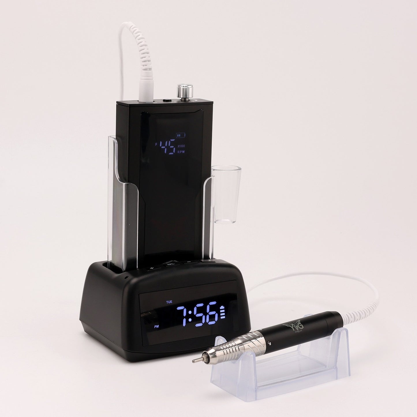 Drill recargable de uñas , Nails drill 2 en 1 vibration free . Color negro