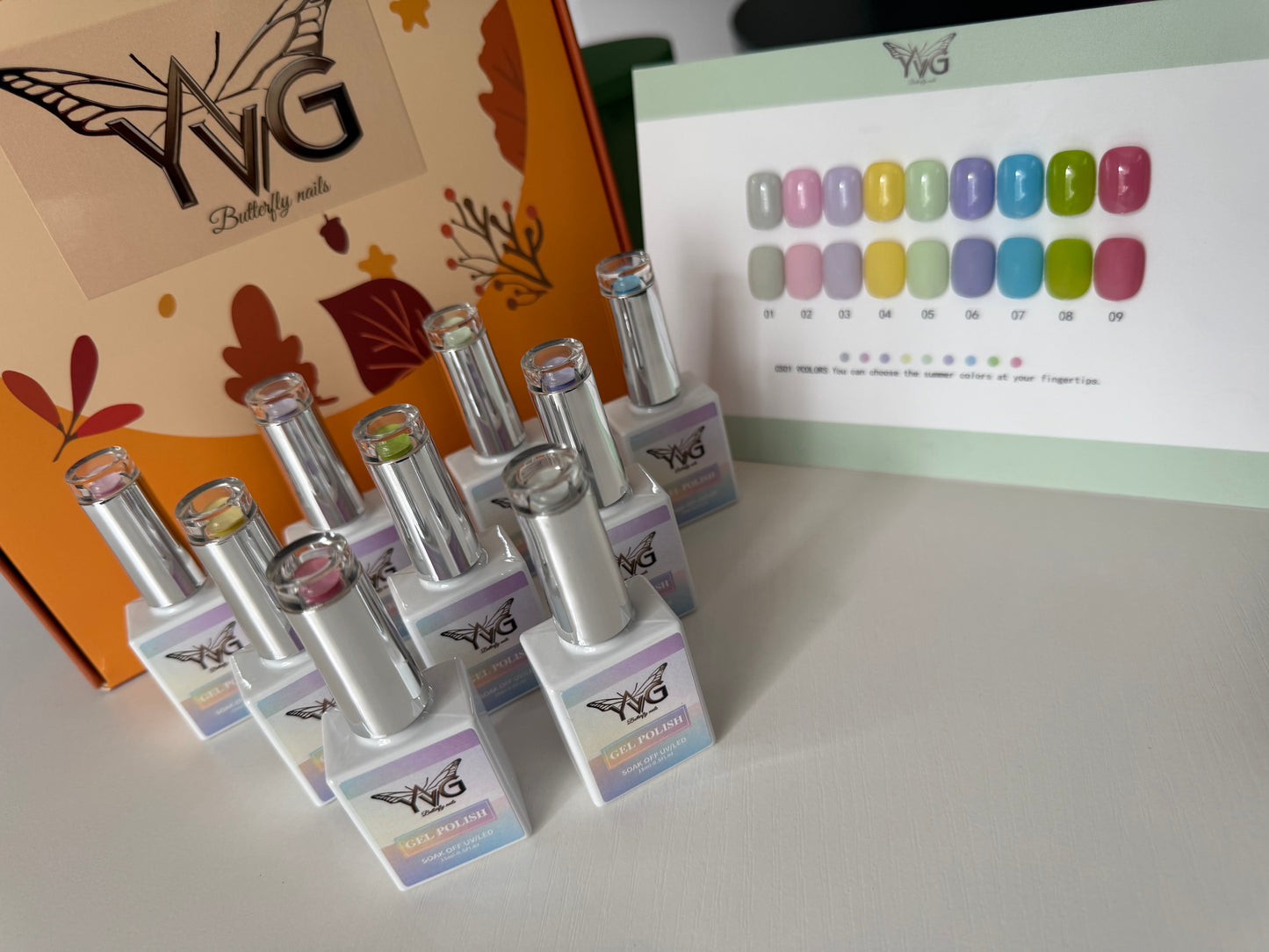 Colección de gel hema y tpo free 9 colores de primavera