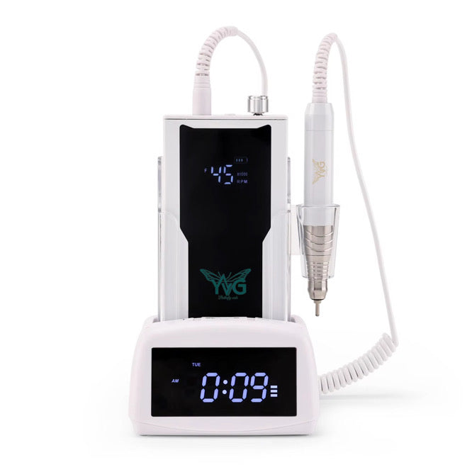 Drill recargable 2 en 1 para uñas , Nails drill vibration free , color blanco , 45 k