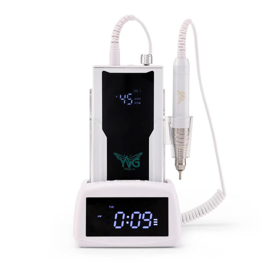 Drill recargable 2 en 1 para uñas , Nails drill vibration free , color blanco , 45 k