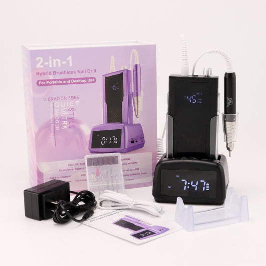 Drill recargable de uñas , Nails drill 2 en 1 vibration free . Color negro