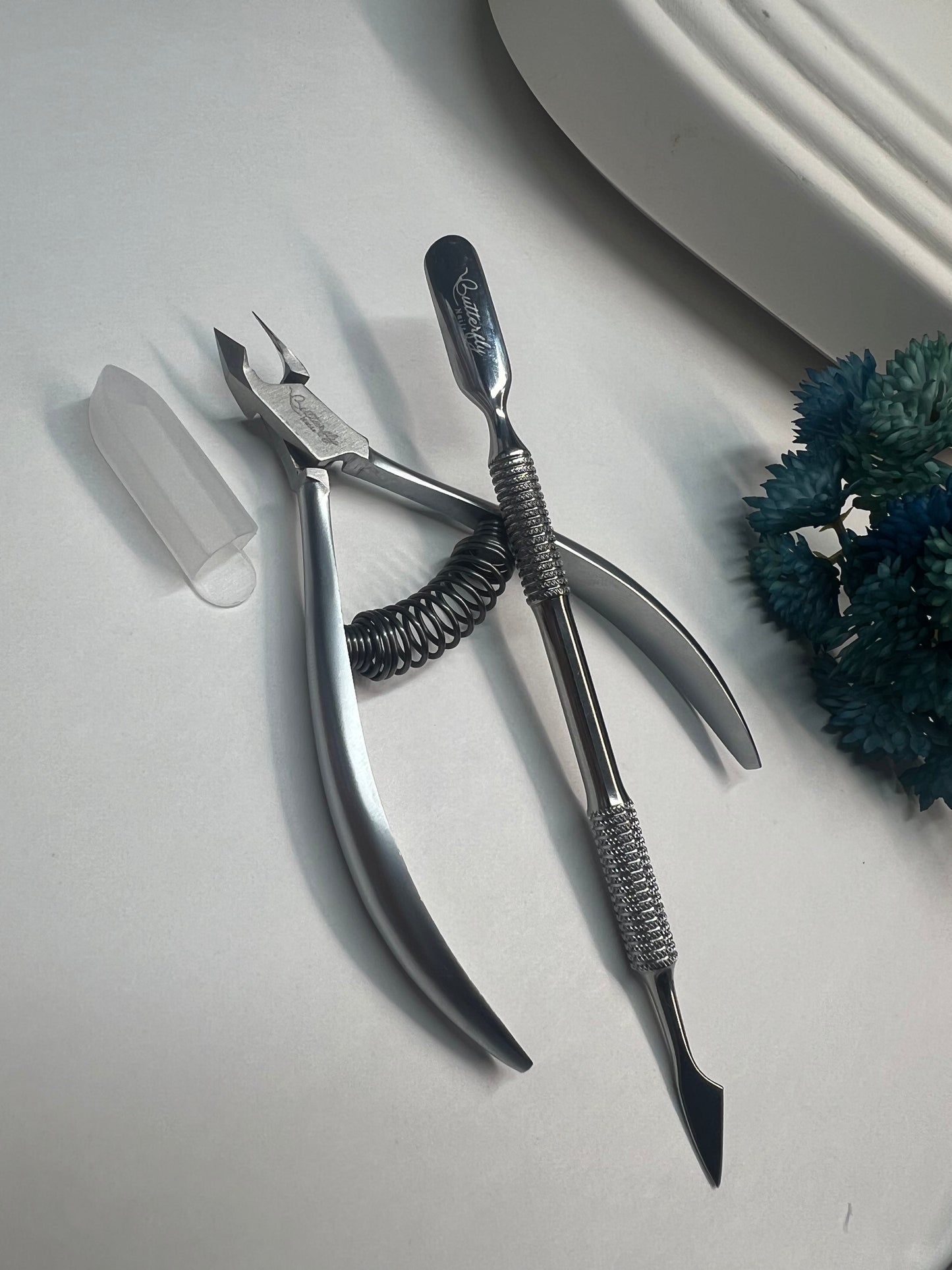 Alicate de cutícula y Empujador de acero inoxidable