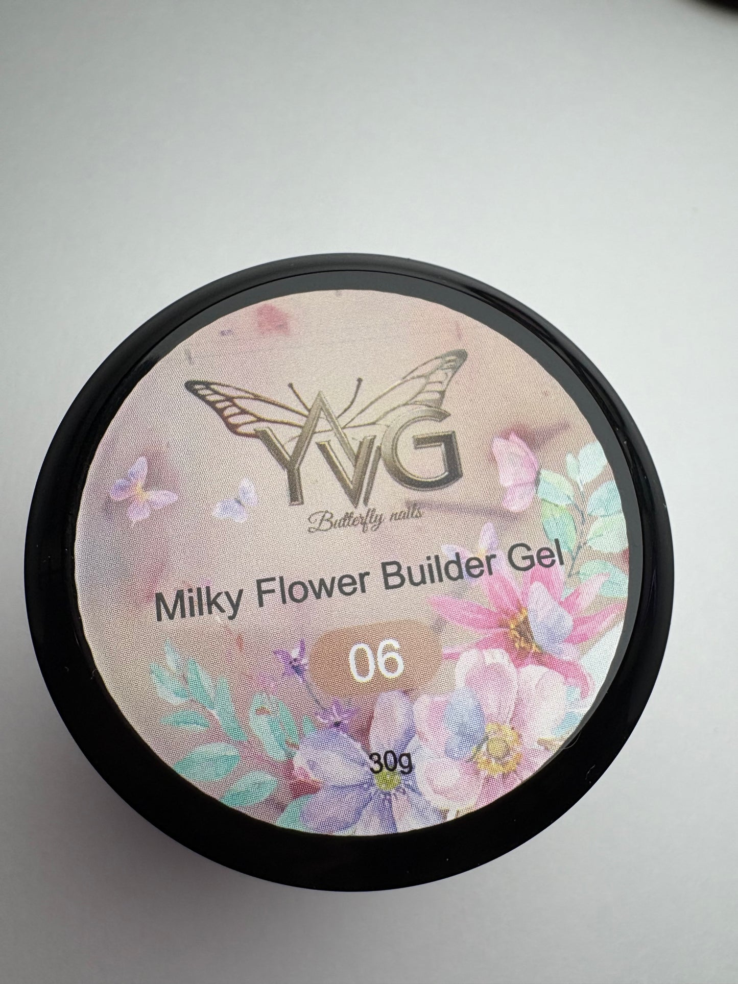 Builder gel milky flower 06