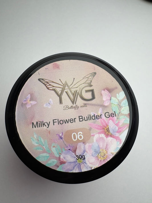 Builder gel milky flower 06