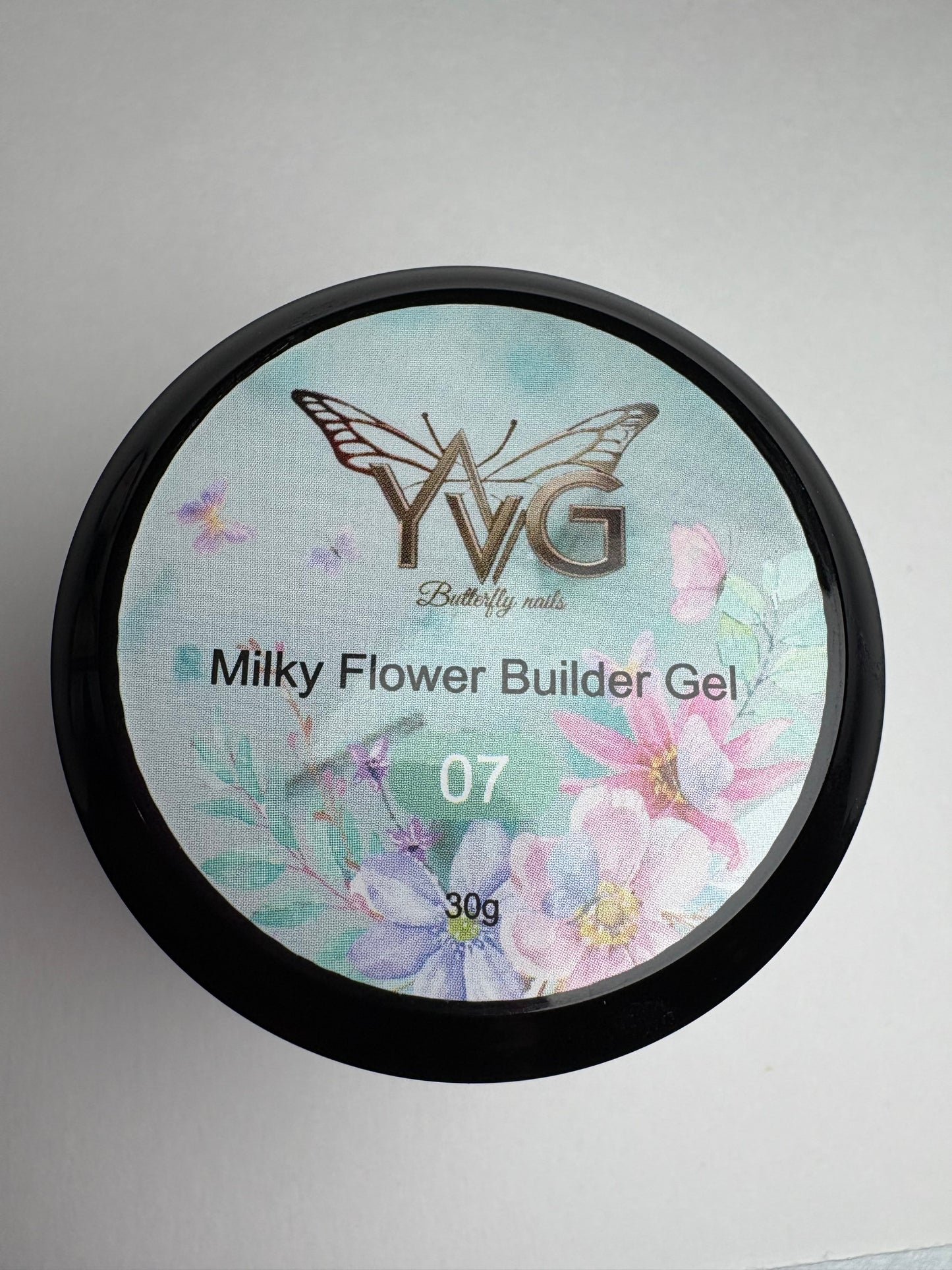 Builder gel milky flower 07