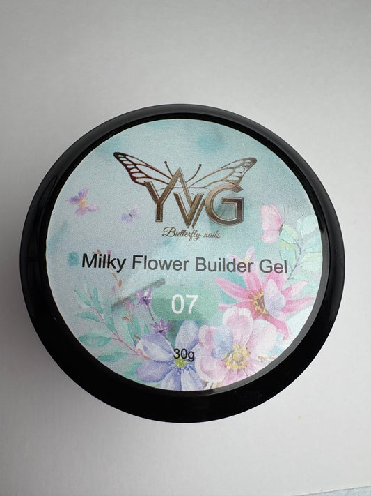 Builder gel milky flower 07